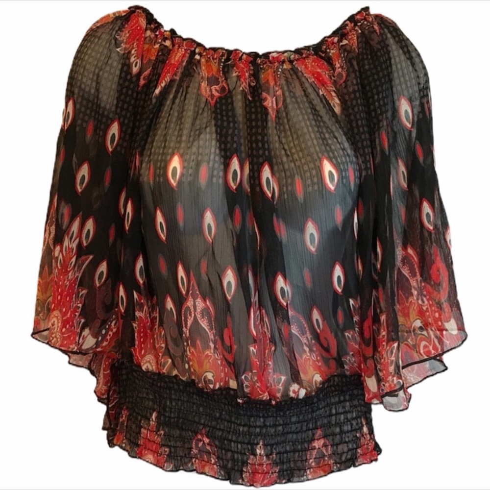 Ultra Pink Sheer On/Off Shoulder Top NWT